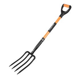 Garden Fork with Ergonomic Handle, Fiberglass Handle，4-Tine Pitchforks for Gardening Digging Composting Spading.