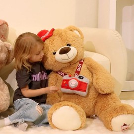Cudhug Teddy Bear Stuffed Animal, 43" Big Teddy Bear with Camera Plush Stuffed Toy for Kids