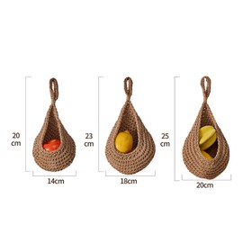 Soulnioi 3pcs Hanging Fruit Basket(S+M+L), Boho Jute Hanging Basket Vegetable Fruit Storage Organiser, for Home/ Kitchen