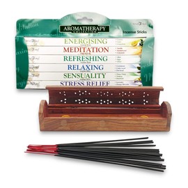 Stamford Premium Incense Gift Set With Naavya Nag Champa Incense Stick and Wooden Incense Stick Cone Holder Burner Storage Box (Aromatherapy)