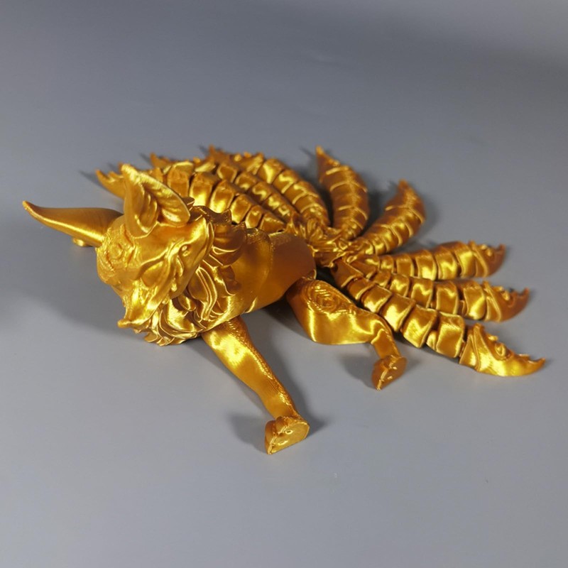 FAYZSOWSR 3D Printing Fox, Chinese Mythology Nine Tailed Fox Figurine