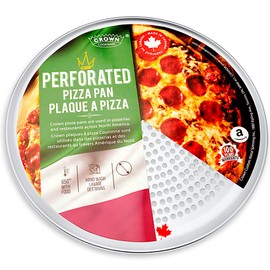 Crown Pizza Pan with Holes 14 inch, 1 Pack, Sturdy, Rust Free, Pure Aluminum, Made in Canada