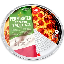 Crown Pizza Pan with Holes 14 inch, 1 Pack, Sturdy, Rust Free, Pure Aluminum, Made in Canada