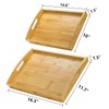 Peohud 4 Pack Bamboo Serving Trays with Handles, Rectangular Kitchen