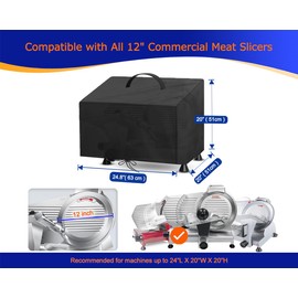 Meat Slicer Dust Cover for 12" Commercial Slicers, Compatible with KWS, VEVOR, LEM, and All Table Top Electric Slicer with 12 inch Blade - 24" L x 20" W x 20" H, XL