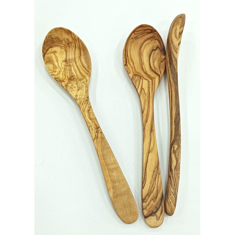 MARGOUMY Olive Wood Spoon for eating 8in, Hand Carved Soup