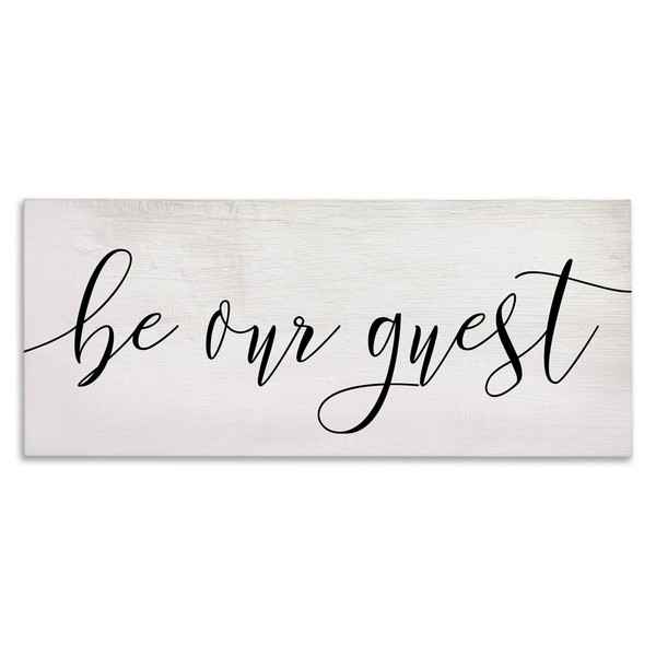 Stupell Industries Be Our Guest Script White Wood Look Typography,