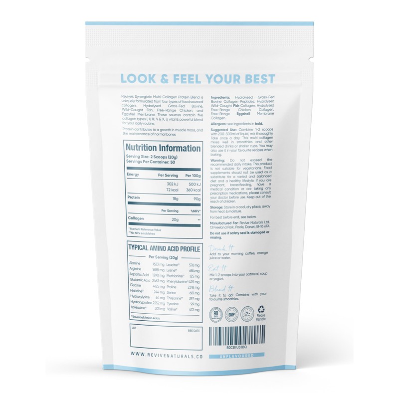 Multi Collagen Protein Powder (1kg) - Types I, II, III,