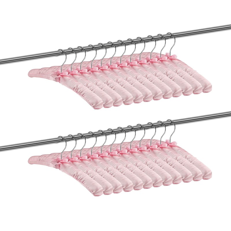 Jetec 12 Pieces Satin Padded Hangers with 360° Swiveling Hook