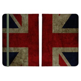 ShopQuality4U UK United Kingdom British Grunge Flag Leather Passport Holder - for Men & Women - British Full Printed Passport Cover Case Passport Wallet