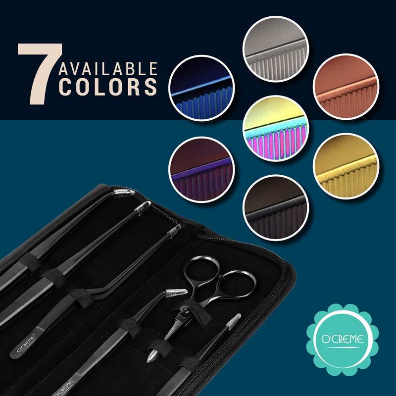 O'Creme Set of Culinary Tweezer Tongs Offset, Straight and Curved,