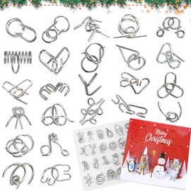 Advent Calendar 2024, Advent Calendar Puzzle, 24 Pieces Advent Calendar Children, Christmas Metal Puzzle Games, Countdown Calendar, Skill Game, Puzzle Advent Calendar for Children Adults