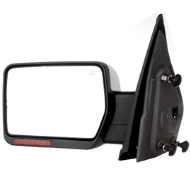 ITOPUP Towing Mirror Fits for 2004-2014 For Ford for F150 Pickup Truck Tow Mirror with Power Control Heated Turn Signal Puddle Light Chrome Reflective Stripe 1 Piece of Mirror Left Side