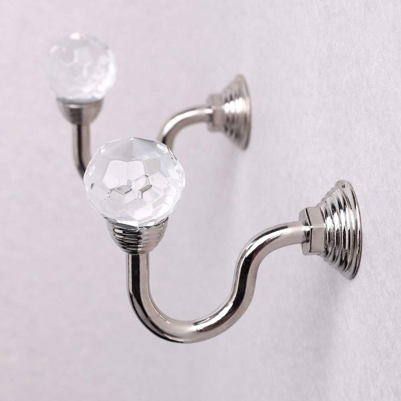 IMIKEYA 4 Pcs Clear Crystal Curtain Rope Holdbacks Wall Mounted
