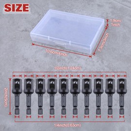 LEONTOOL Impact Adapter, Square Socket Bit, Set of 10, 6.35mm Hex Axis, Socket Conversion Adapter, Insertion Angle 0.5 inches (12.7 mm), Extension Bit Total Length 2.0 inches (50 mm), Impact Socket