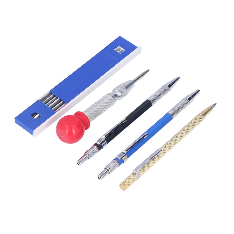 16Pcs Mechanical Carpenter Pencils Kit Scribe Pencil with Center Punch