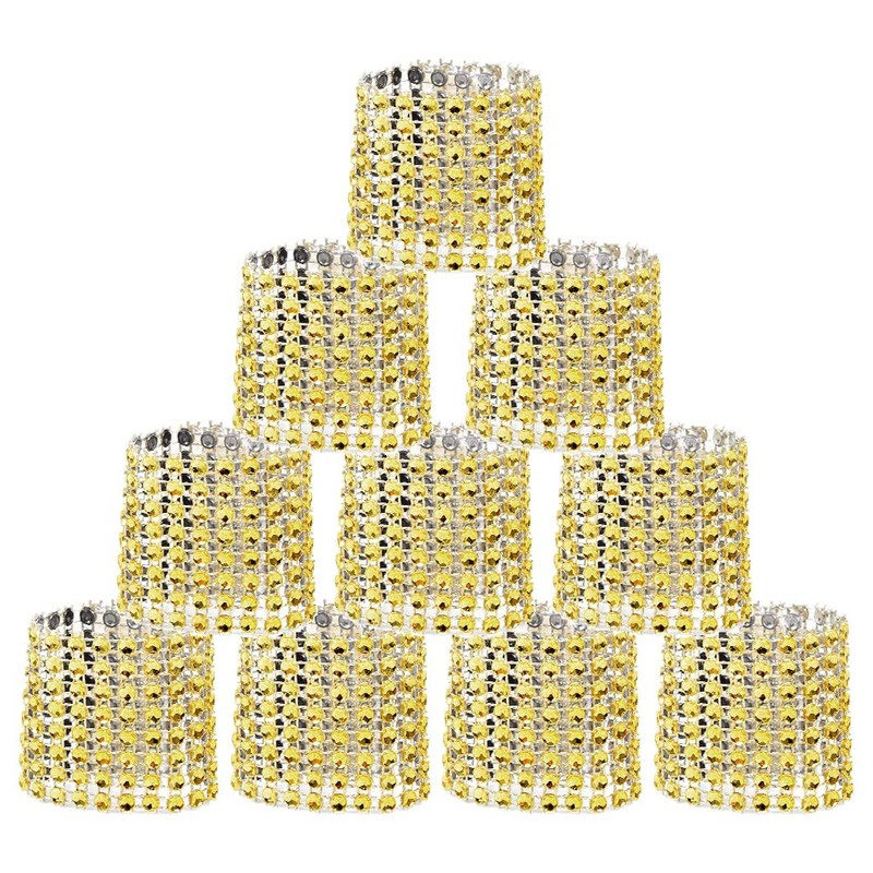 SwirlColor 20 pieces Bling Rhinestone Napkin Rings (Golden)