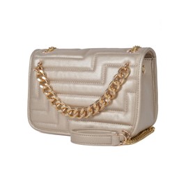 FABULOUS AGE Small Quilted Crossbody Bags for Women,Vegan Leather Purses for Women,Trendy Designer Shoulder Bag, Gold