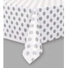 Unique Party 37283 - Plastic Silver Polka Dot Tablecloth, 9ft