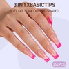 Misssix XBASICTIPS Uñas postizas francesas rosas, 150 unidades, largas y