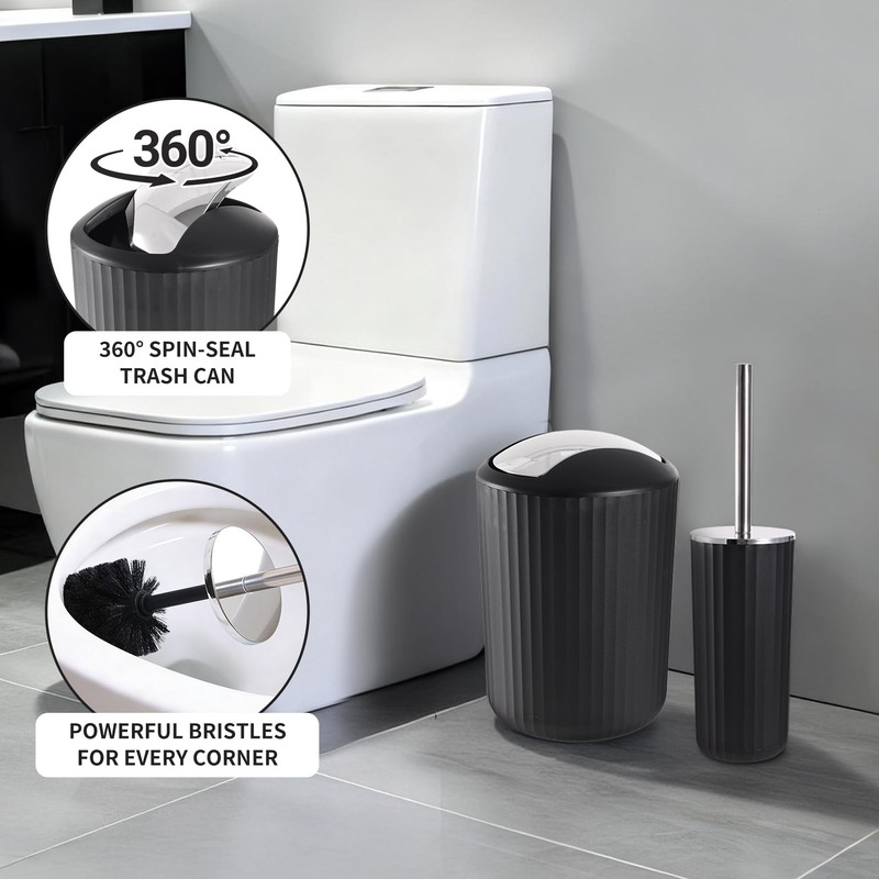 Bathroom Accessories Set, 12Pcs Black Accessory Sets with Body Scrubber,