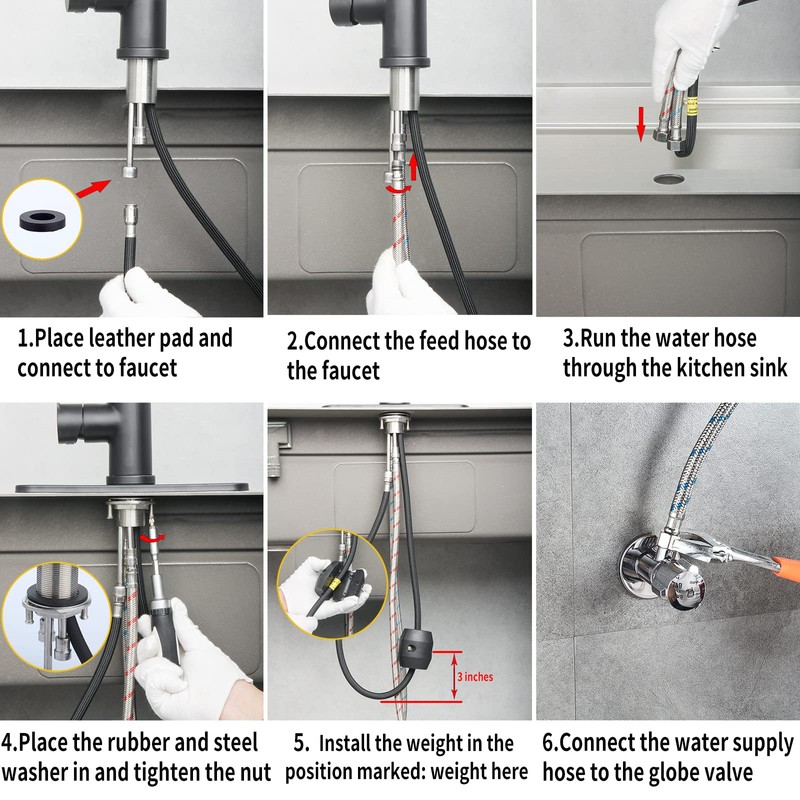 Kohonby Single Handle Kitchen Faucet with Pull Down Sprayer Modern