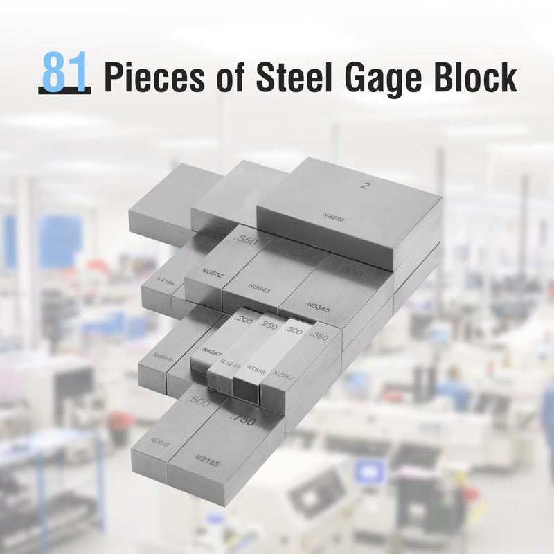 Precision 81-Piece Steel Gauge Block Set, Grade B Accuracy for