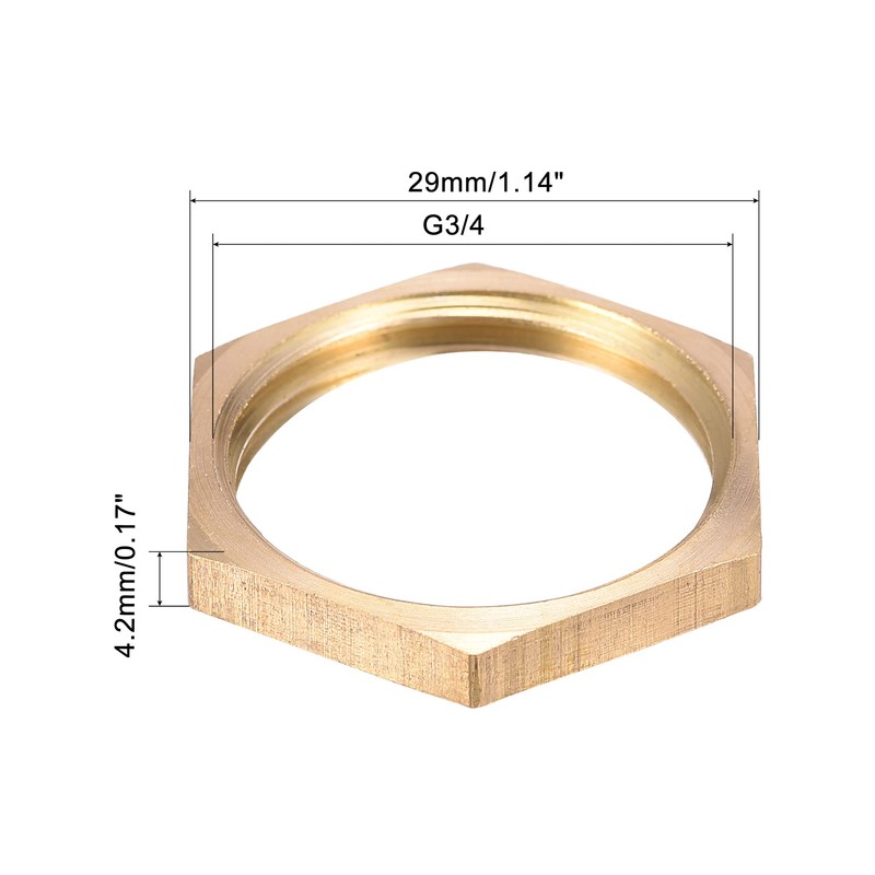 sourcing map G3/4 Lock Nut, Hex Brass Female Locknut for