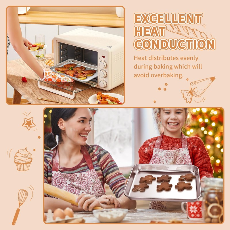 Stainless Steel Baking Sheet Set of 2, Deedro Cookie Sheet