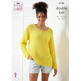 King Cole Women’s Knitting Pattern Double Knit Sweater and Tank Top (6186), 32” – 42” (81cm – 107cm) Bust