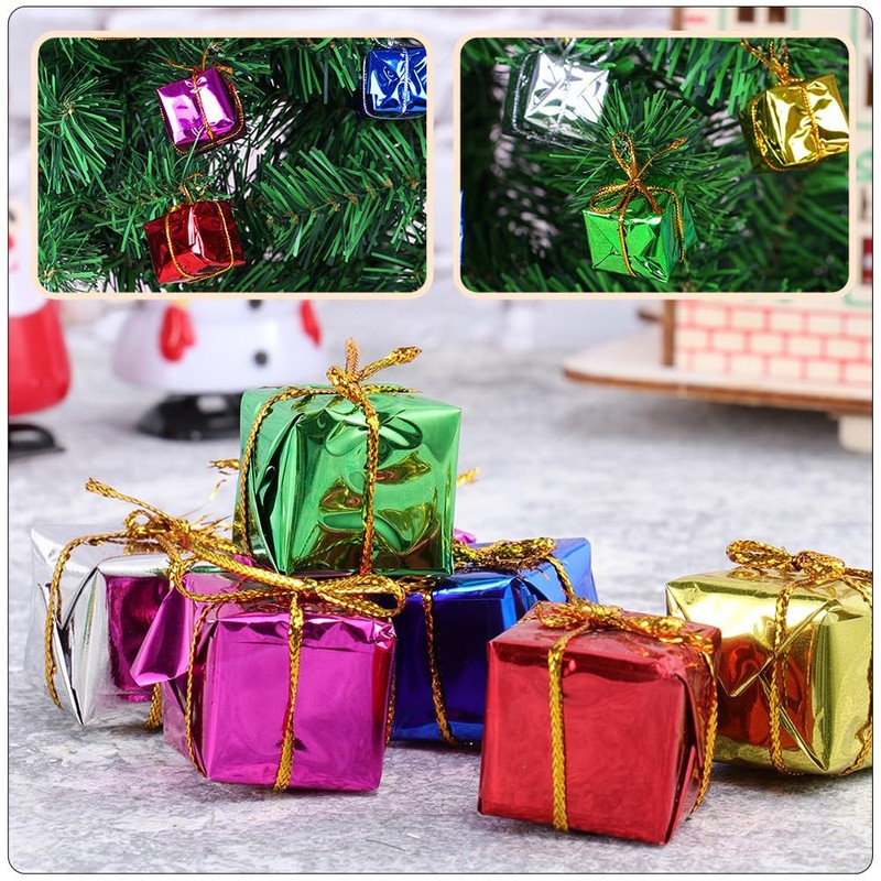 TOPBATHY 120 Pieces Christmas Mini Box Hanging Pendant Foam Gift