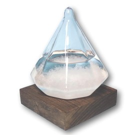 fullion Storm Glass Diamond S Storm Glass with Wood Base Diamond