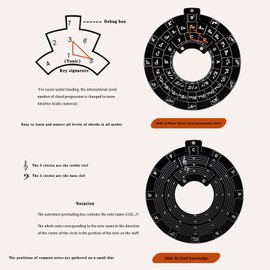 Circle of Fifths Wheel,Guitar Music Theory disc Music Theory Learning Tool with Guitar Chord Chart Music Theory Book and&Wooden Stand for Musicians Songwriting (Purple)