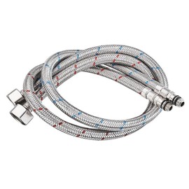 Set of 2 Connection Hose Fitting Hose G1/2, M10 Connection Hose Extension Reinforced Hose 60 cm Stainless Steel Connection Hose Water Inlet Hoses Extension for Tap