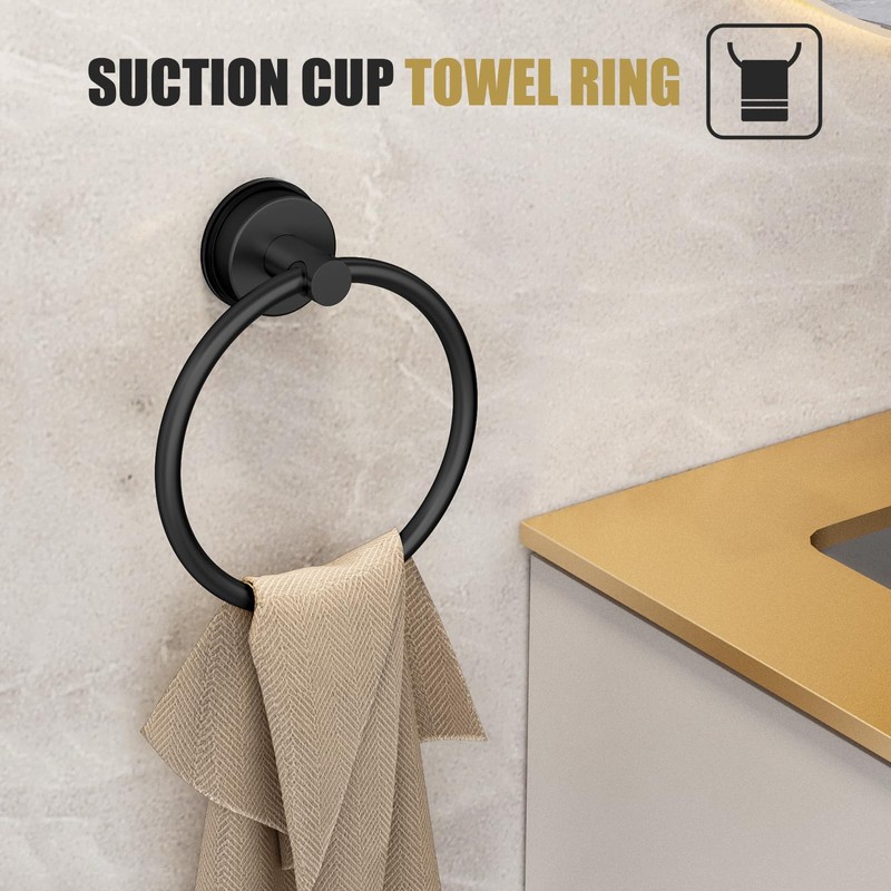BKV Suction Cup Towel Ring,Hand Towel Holder for Bathroom,Stainless Steel