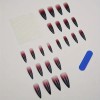 24 Pcs Postizas Largas Punta Afilada Degradado Negro Y Rojo