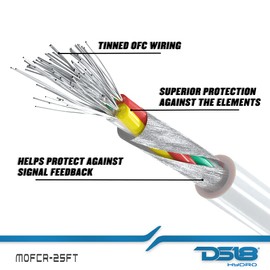 DS18 MOFCR-25FT 2 Channels OFC Marine RCA Audio Stereo Cable - 25 Feet
