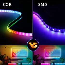 1M RGBIC Smart COB LED Strip Light – USB 5V Color Chasing Tape with App & Music Sync, 180 LEDs/m, 142+ Effects, Timers, DIY Cuttable for TV Backlight & Party Decor (1m)