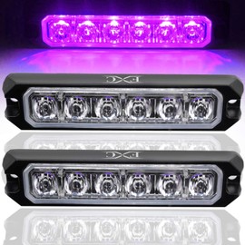 FXC 2pack 6-LED Strobe Light Purple Waterproof Emergency Beacon Flash Lights,Purishion Caution Bar 16 Patterns Flashing Car SUV Pickup Truck Van Vehicle POV