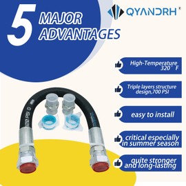 3/4" x 20"Length, 3/4" NPT Male Connector Upgraded Compressor Jumper Hose 450 PSI &750°F (1pc black)