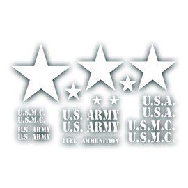 Kit Set Military Vehicle Truck Restoration Decal Sticker Army Or MP M37, M38, Compatible with Wrangler, Willys Standard Star, Stencil Letter Style White Gloss
