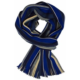 Wool Scarf Knitted Scarf Men's Scarf Women's Scarf Navy Grey Striped Fine Knit, Green Brown Yellow, 185 x 26 cm (L x B)