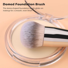TEOYALL Dual-Ended Foundation Contour Brush, Dense Sculpting Defining and Domed Blending Synthetic Bristles for Liquid Cream Powder