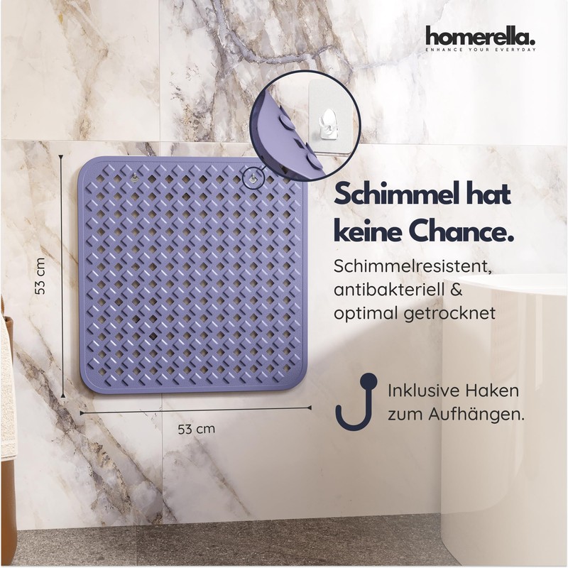 Homerella Non-Slip Shower Mat 53 x 53 cm Purple