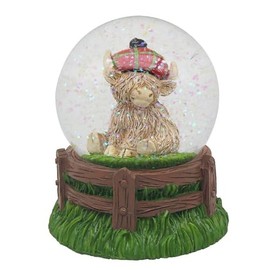 Lesser & Pavey Happy Highland Cow Highland Cow Tartan Cap Waterglobe Figurines & Ornaments For Home & Office | Decorative Home Accessories Statues For Indoor & Outdoor | Lovely Gifts for Women & Men
