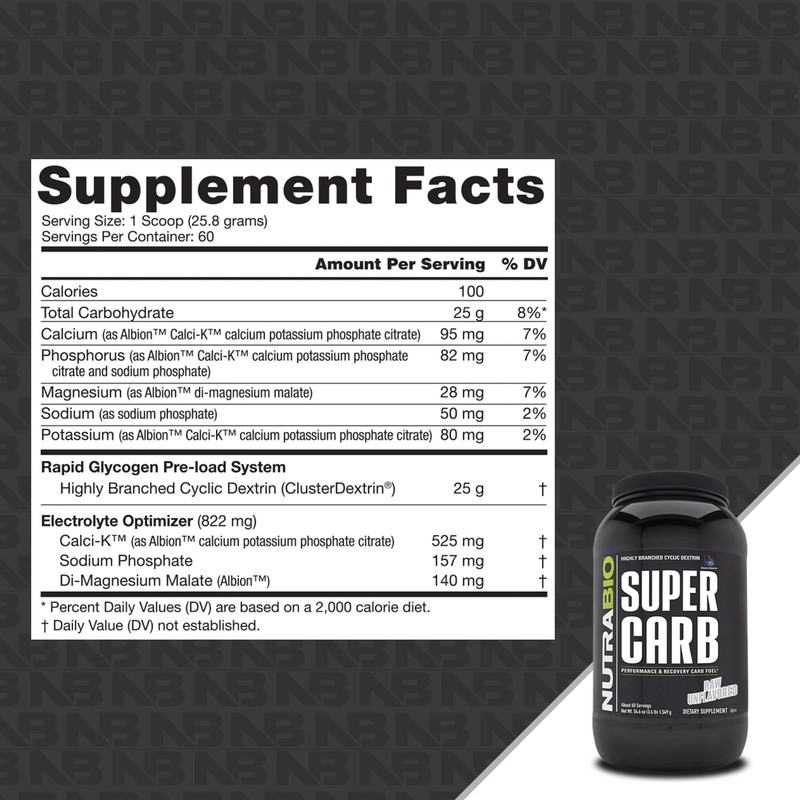 NutraBio Super Carb, Carbohydrate Powder with Cluster Dextrin & Electrolytes,