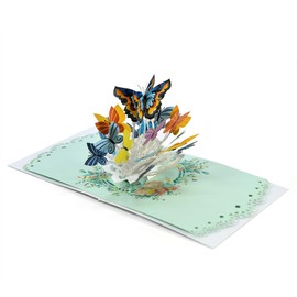 Flying Meow Butterflies 3D Pop-Up Card - Handcrafted Greeting Card for BirthDay, Annivesary, Sympathy, Thank You Occasion (Butterflies)