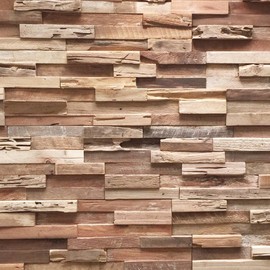 Wall!Supply - 3D Reclaimed Teak Wood Wall Panels - Colorado UltraWood Wall Covering for Feature Walls - Modern Wallpaper Alternative - Easy DIY Installation - 10-Pack