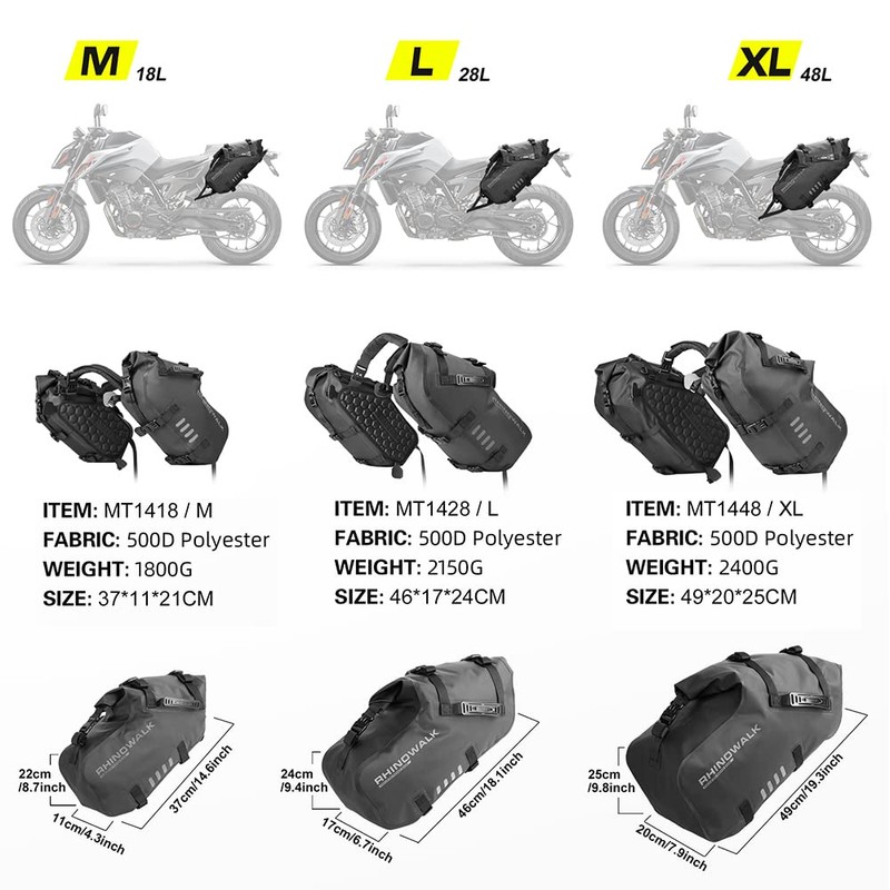 Rhinowalk Motorcycle Saddle Bags Waterproof Motorbike Panniers Motor Side Bag