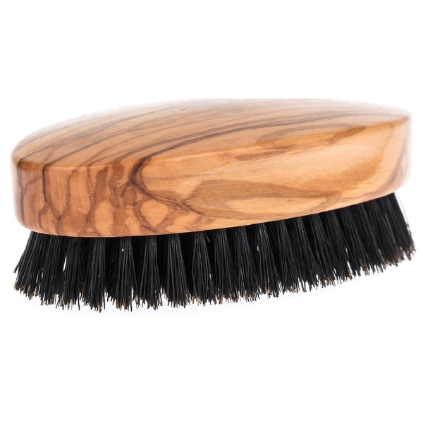 Fendrihan Genuine Boar Bristle and Olivewood Military Hair Brush, MEDIUM STIFF Bristle, Made in Germany